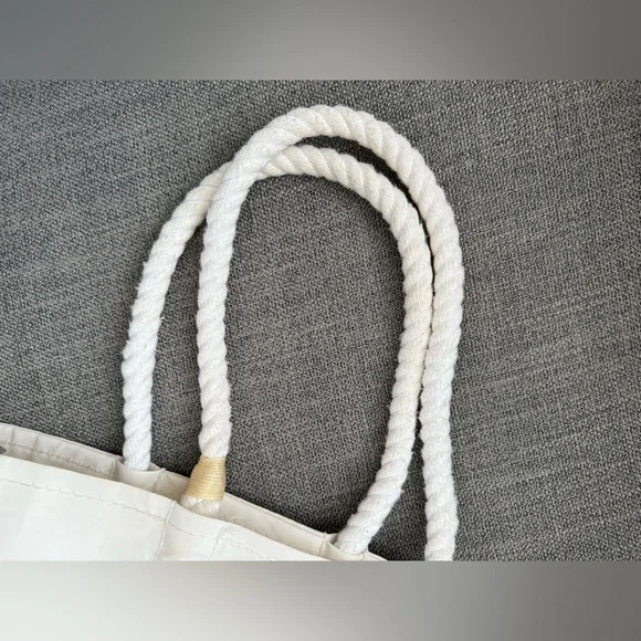 Sea Bags Whale Tail Tote
Recycled sail cloth rope handles
Handmade In Maine - Picture 5 of 10